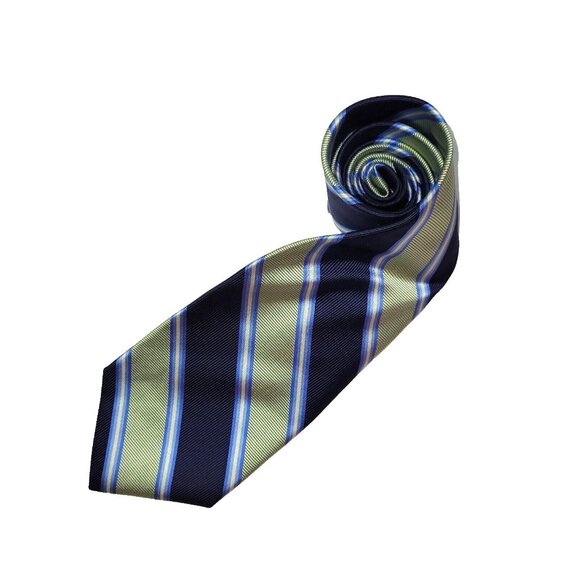 Brooks Brothers 346‎ Tie Mens Necktie Blue Green Stripe Silk Made In USA Preppy - Picture 1 of 7
